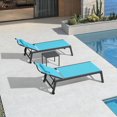 thumbnail image 1 of PURPLE LEAF Oversized 3-Piece Outdoor Lounge Set – Patio Chaise Loungers with Aluminum Frame, Side Table & Wheels for Poolside Sunbathing & Tanning, Includes Pillows, 1 of 8