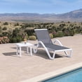 thumbnail image 1 of PURPLE LEAF Patio Chaise Lounge Chair Set Plastic Textilene Outdoor Lounger with Side Table 6 Adjustable Positions Sunbathing Tanning Recliner for Pool Outside Beach Lawn, Grey, 1 of 10