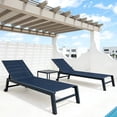 thumbnail image 1 of PURPLE LEAF Patio Chaise Lounge Set 2 Pieces Textilene Pool Lounge Chairs with Wheels Sunbathing Chair for Outdoor, Beach, Yard, Side Table Included, Navy Blue, 1 of 10