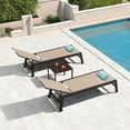 thumbnail image 1 of PURPLE LEAF Patio Chaise Lounge Set of 3, Aluminum Reclining Loungers with Side Table, Adjustable Backrest & Wheels – Waterproof, Easy to Assemble for Deck, Pool, Lawn, or Garden，Light Tan, 1 of 8