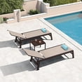 thumbnail image 1 of PURPLE LEAF Patio Chaise Lounge Set of 2, Aluminum Reclining Loungers with Side Table, Adjustable Backrest & Wheels – Waterproof, Easy to Assemble for Deck, Pool, Lawn, or Garden，Marble White, 1 of 7