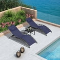 thumbnail image 1 of PURPLE LEAF Patio Chaise Lounge Set of 3 Outdoor Beach Pool Sunbathing Lawn Lounger Recliner Outside Tanning Chairs with Arm for All Weather, Side Table Included, Navy Blue, 1 of 10