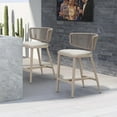 thumbnail image 1 of PURPLE LEAF Patio Counter Height Bar Stools Set of 2 Modern Wicker Barstools Indoor and Outdoor Bar Chairs with Ergonomic Back and Cushion, Champagne, 1 of 6