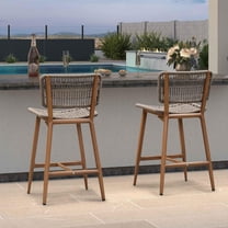 PURPLE LEAF Patio Counter Height Bar Stools Set of 2 Outdoor Barstools with Back Wicker Woven Stools Bar Chairs for Indoor Kitchen Island Pool