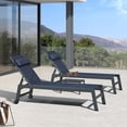thumbnail image 1 of PURPLE LEAF Patio Lounger Set of 3 – Outdoor Chaise Lounge Chairs with Reclining Back, Aluminum Frame, Wheels, Side Table & Cushions – Perfect for Pool, Garden, or Backyard Relaxation，Navy Blue, 1 of 9