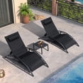 thumbnail image 1 of PURPLE LEAF 3 PCS Patio Oversized Chaise Lounge Chair Set with Side Table Poolside Adjustable Recliner Chairs for Outside Beach Outdoor Pool Sunbathing Tanning Loungers,Black, 1 of 9