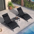 thumbnail image 1 of PURPLE LEAF 3 PCS Patio Oversized Chaise Lounge Chair Set with Side Table Poolside Adjustable Recliner Chairs for Outside Beach Outdoor Pool Sunbathing Tanning Loungers,Black, 1 of 9