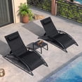 thumbnail image 1 of PURPLE LEAF 3 PCS Patio Oversized Chaise Lounge Chair Set with Side Table Poolside Adjustable Recliner Chairs for Outside Beach Outdoor Pool Sunbathing Tanning Loungers,Black, 1 of 9