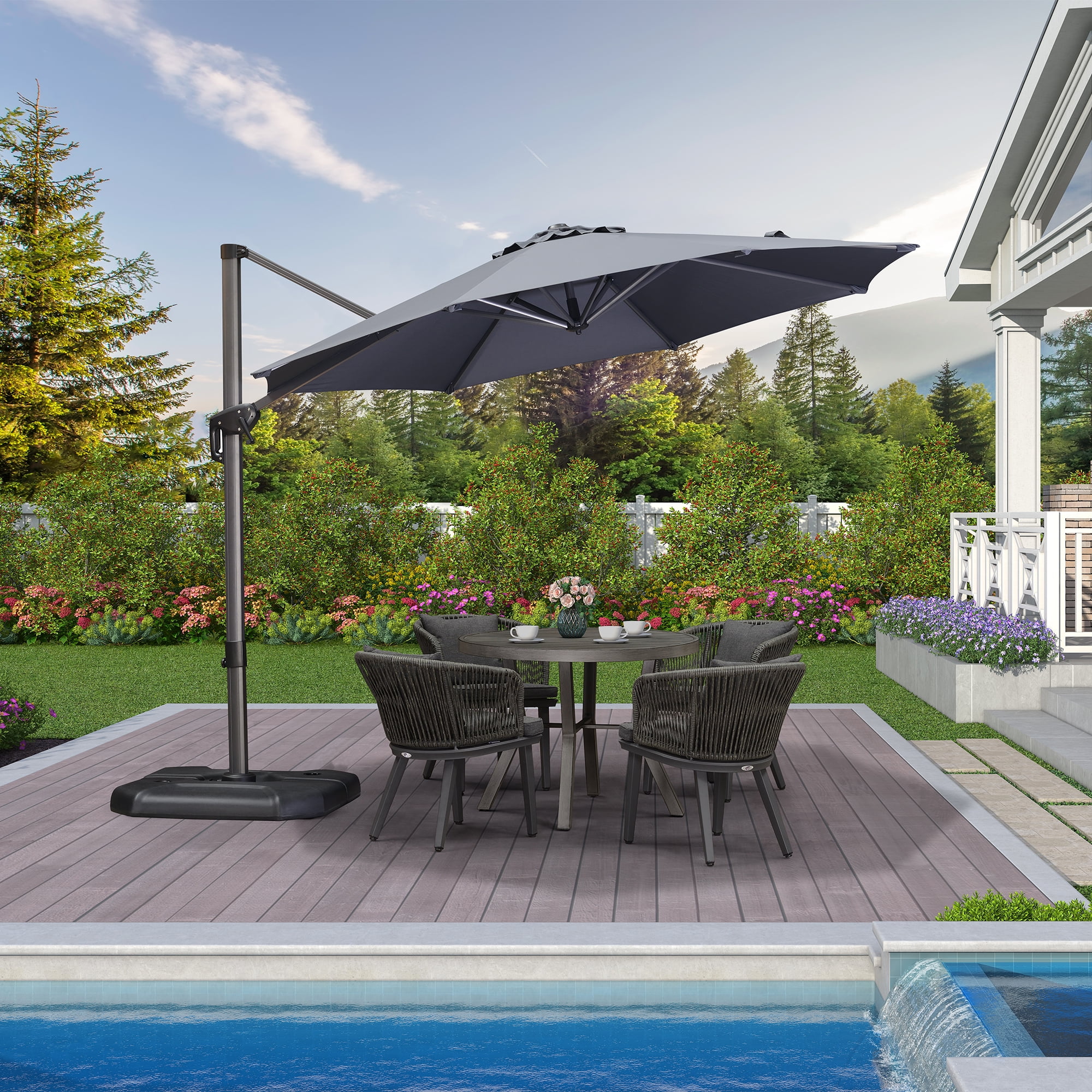 PURPLE LEAF Patio Umbrella 10 ft Round 360degree Rotation Patio