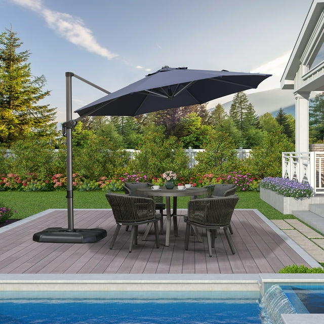 PURPLE LEAF Patio Umbrella 10 ft Round 360degree Rotation Patio