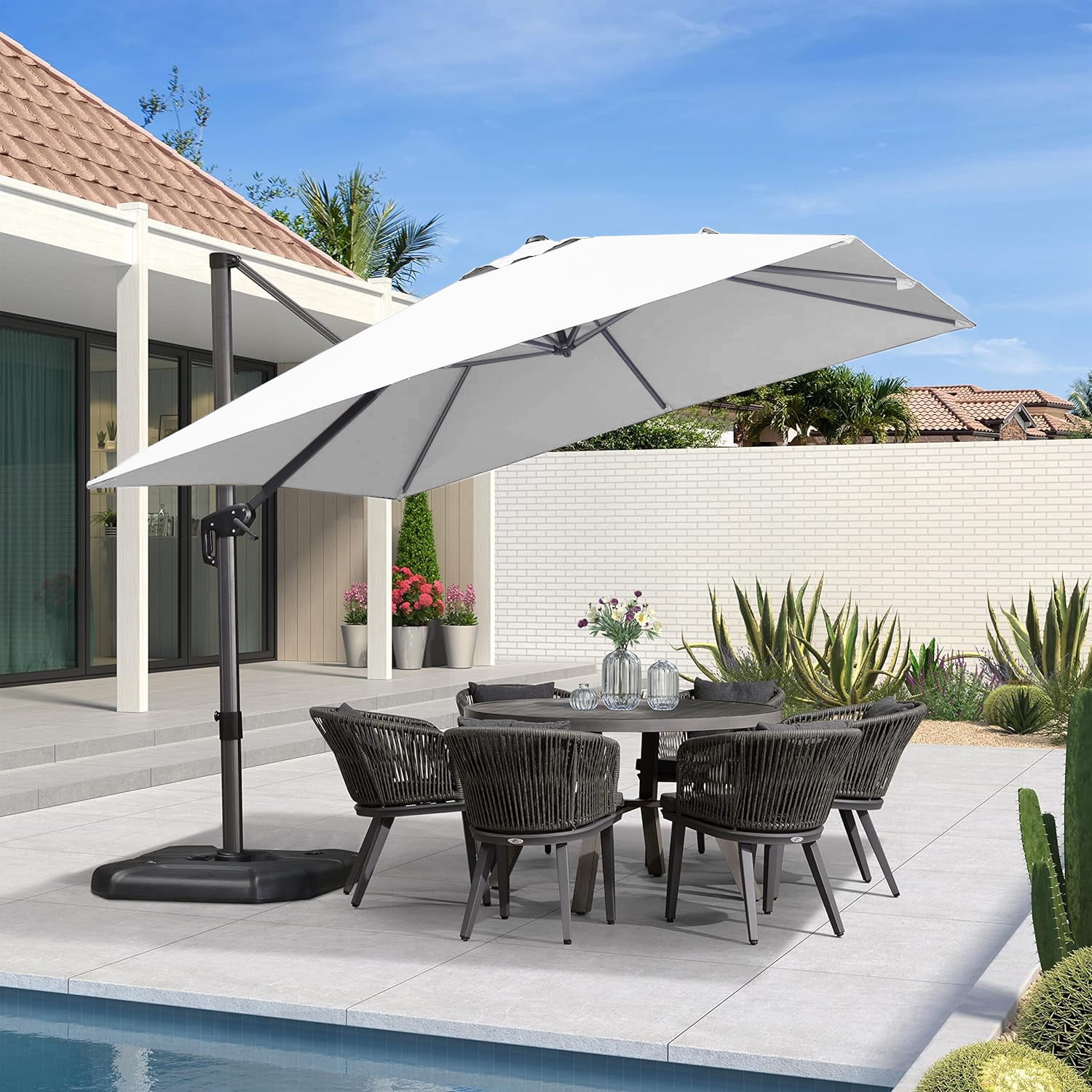 PURPLE LEAF 10x10 Ft Cantilever Umbrella Square Outdoor Patio Umbrella ...