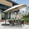 PURPLE LEAF Patio Umbrella 9 ft Square Aluminum 360degree Rotation