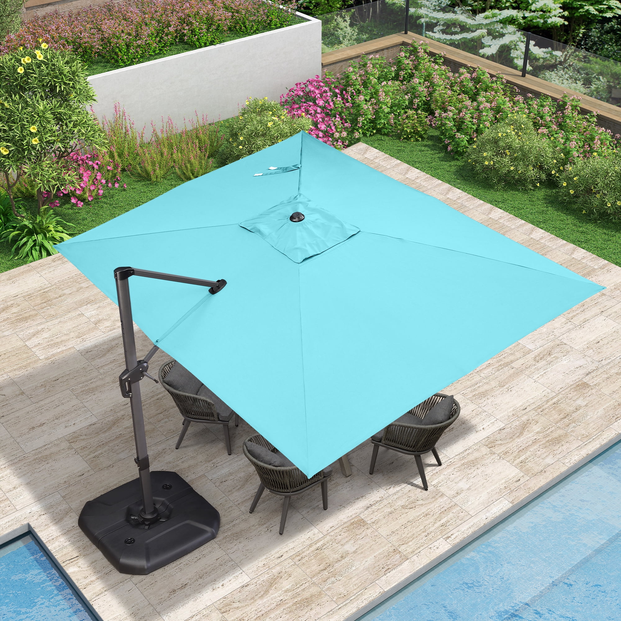 PURPLE LEAF Patio Umbrella 9 ft x 11.5 ft Aluminum 360degree Rotation Offset Cantilever