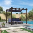 thumbnail image 1 of PURPLE LEAF Pergola 10' X 10' Outdoor Retractable Pergola Canopy with Sun Shade Canopy Patio Metal Shelter Gazebo for Garden Porch Beach, Navy Blue, 1 of 11