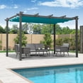 thumbnail image 1 of PURPLE LEAF Pergola 11' X 13' Outdoor Retractable Pergola with Sun Shade Canopy Patio Metal Grape Trellis Pergola Grill Shelter Pergola for Porch Garden Yard, Turquoise Blue, 1 of 7