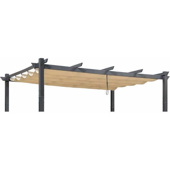 PURPLE LEAF Pergola Shade Cover for 10' X 10' Deck Porch Outside Outdoor Retractable Durable Fabric Canopy Replacement Top Only Beige