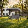 thumbnail image 1 of PURPLE LEAF Porch Swing with Adjustable Tilt Canopy 2-Seat Patio Swing with Stand and Meatl Steel Frame All-Weather Outdoor Swing Chair Seat for Backyard Garden Deck Balcony, Grey, 1 of 9