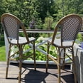 thumbnail image 1 of PURPLE LEAF Set of 2 French Outdoor Bar Height Bar Stool Bamboo Print Finish Back Rattan Wicker Patio Outdoor Bar Height Bar Stools with Footrest, Grey, 1 of 9