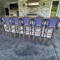 thumbnail image 1 of PURPLE LEAF Set of 2 French Outdoor Bar Height Bar Stool Bamboo Print Finish Back Rattan Wicker Patio Outdoor Bar Height Bar Stools with Footrest, Royal Blue, 1 of 8