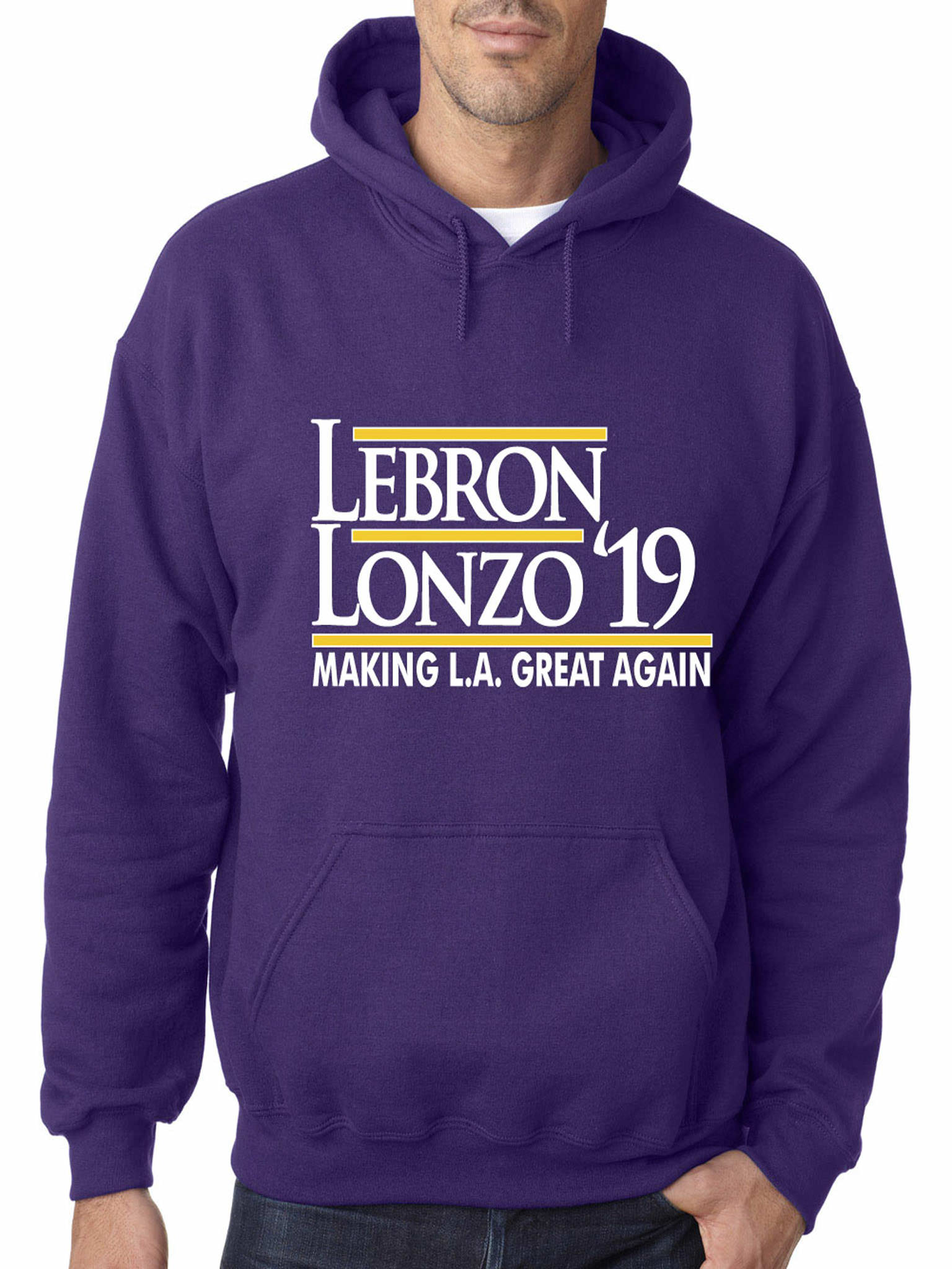 PURPLE Los Angeles Lebron James "Lebron Lonzo 19" Hooded Sweatshirt ADULT - image 1 of 1