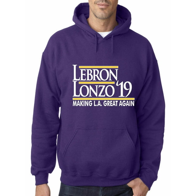 PURPLE Los Angeles Lebron James "Lebron Lonzo 19" Hooded Sweatshirt ADULT