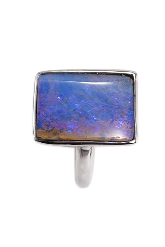 PURPLE POOL STERLING SILVER SOLID BOULDER OPAL RING