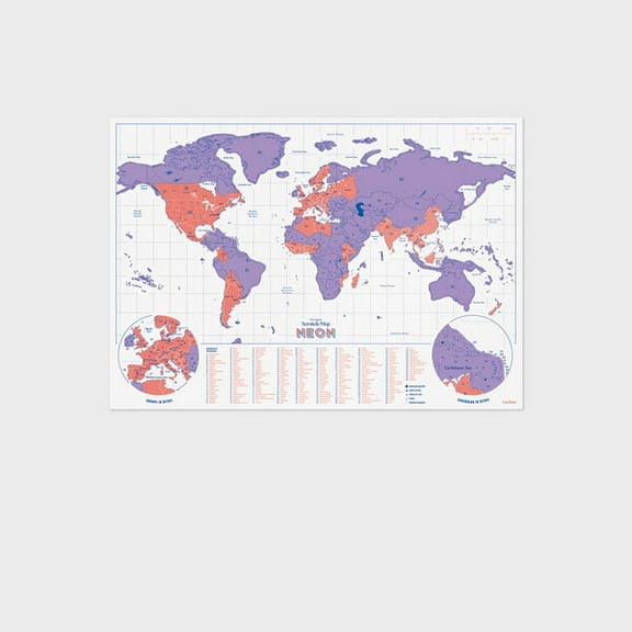 Luckies Scratch Map | World Travel Map | A3 Poster | Neon Purple