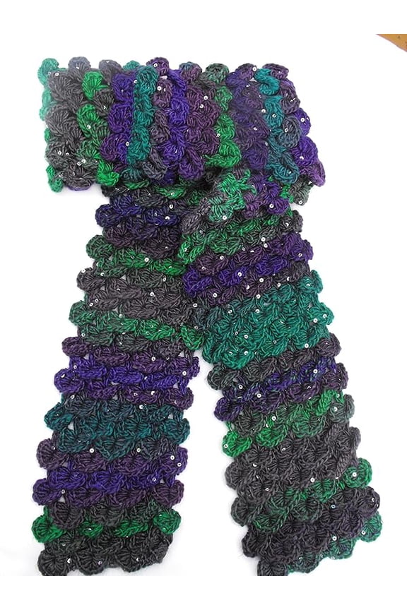 PURPLE SEQUIN CROCODILE SCARF - HANDMADE