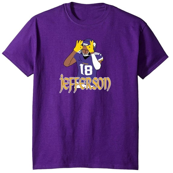 PURPLE Vikings Justin Jefferson Pic T-shirt YOUTH LARGE