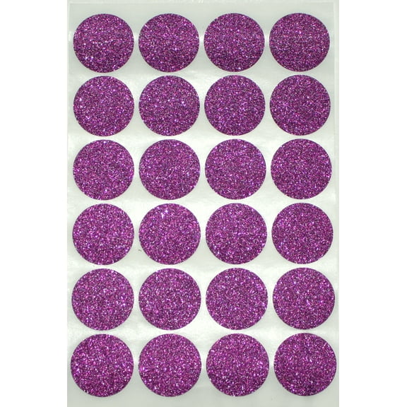 PURPLE glitter stickers  ( 1" inch 25 mm ) Sparkling Stickers one inch round label dots -  120 pack by Royal Green