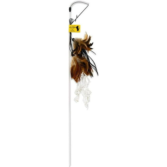 Vee PURRfect Cat Toy 32" Reinforced Wand, Crunchy Plastic and Natural Feathers