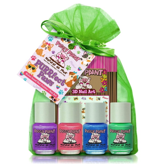 PURRfect Paws Gift Set - Piggy Paint Non-Toxic, Safe Nail Polish for Kids, Pets