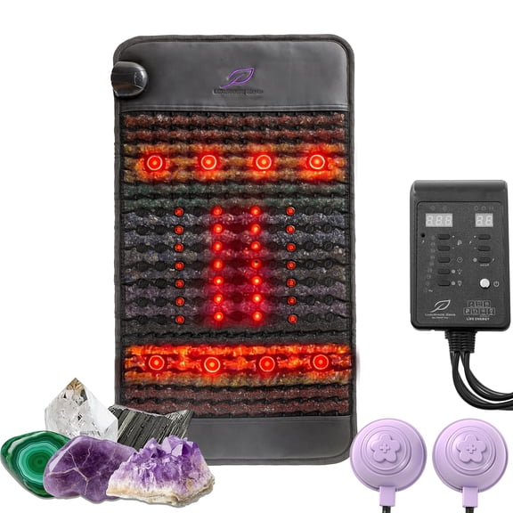 PURexpert 19"x34" Mini Wellness Mat with 36 Photon Lights, 8 Natural Gemstones Infrared Heating Pad for Neck & Shoulder Support, 3-64Hz Adjustable Magnetic System, NIR 850nm, B85 Model