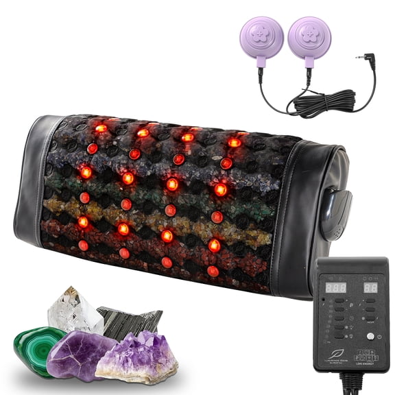 PURexpert Pulsed Magnetic Wellness Pillow, 28 Photon Red Lights & 7 Gemstones Infrared Heating Pillow for Neck Support, 3-64Hz Adjustable Electromagnetic System, NIR 850nm Deep Sleep, 20x8