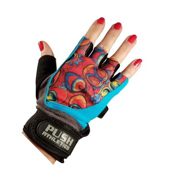 PUSH Athletic Women's Workout Gloves (Kaleidoscope, Small)