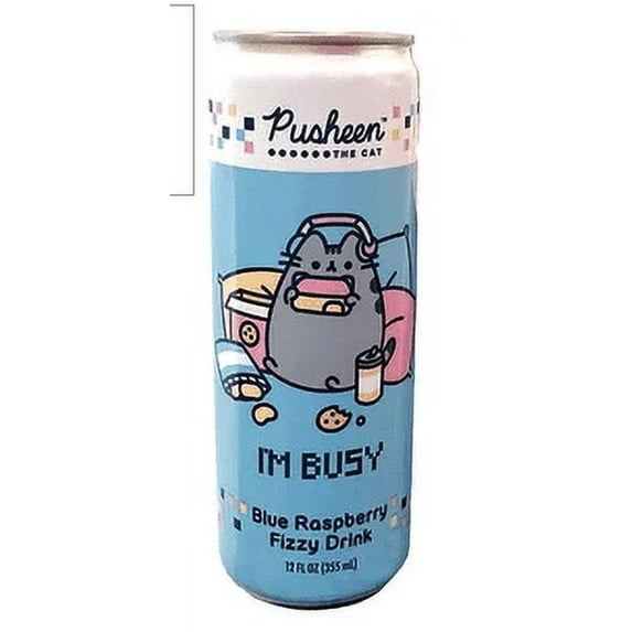 PUSHEEN Blue Raspberry Fizzy Drink 12 OZ Can 6 Pack