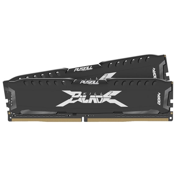 PUSKILL DDR4 UDIMM 3200MHz 16GB(2x8GB) Black Heatsink Dual Channel Desktop Memory Kit,1.35V CL16-18-18-42