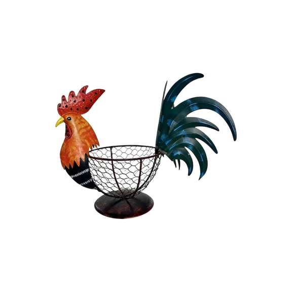 PUSPU Easter Rooster Wrought Iron Ornament Outdoor Farm Animals Chicken CreativityGarden Decor