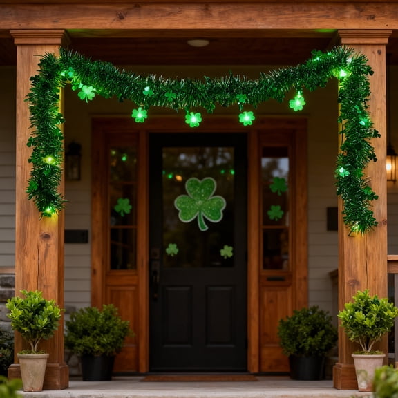 PUSPU Irish Festival Shamrock LED String Light, St. Patrick's Day Party Atmosphere Lighting Decor