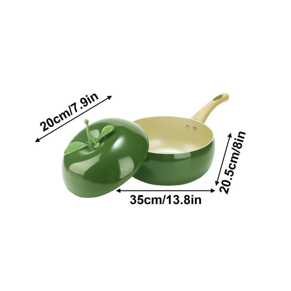 PUSPU Nonstick Aluminum Cookware Pan, 1Pcs 2.6L 20cm Fruit Vegetable Shape Pot, Magnetic Steel Bottom, Even Heat Distribution Non-stick Pan for Home Kitchen Open Flame Induction Cooker