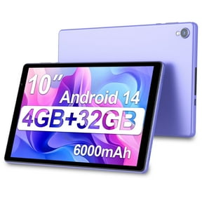 10 Inch Tablet, Android 14 Tablets, 4(2+2) GB RAM, 32GB ROM, 1280x800 IPS, Quad Core CPU, WiFi 6, 6000mAh Battery, Purple