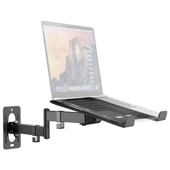 PUTORSEN 2-in-1 Laptop Wall Mount, Adjustable Arm for 10-17 Inch Notebook & Screens Under 32", Holds 4.4-19.8 lbs (Black)