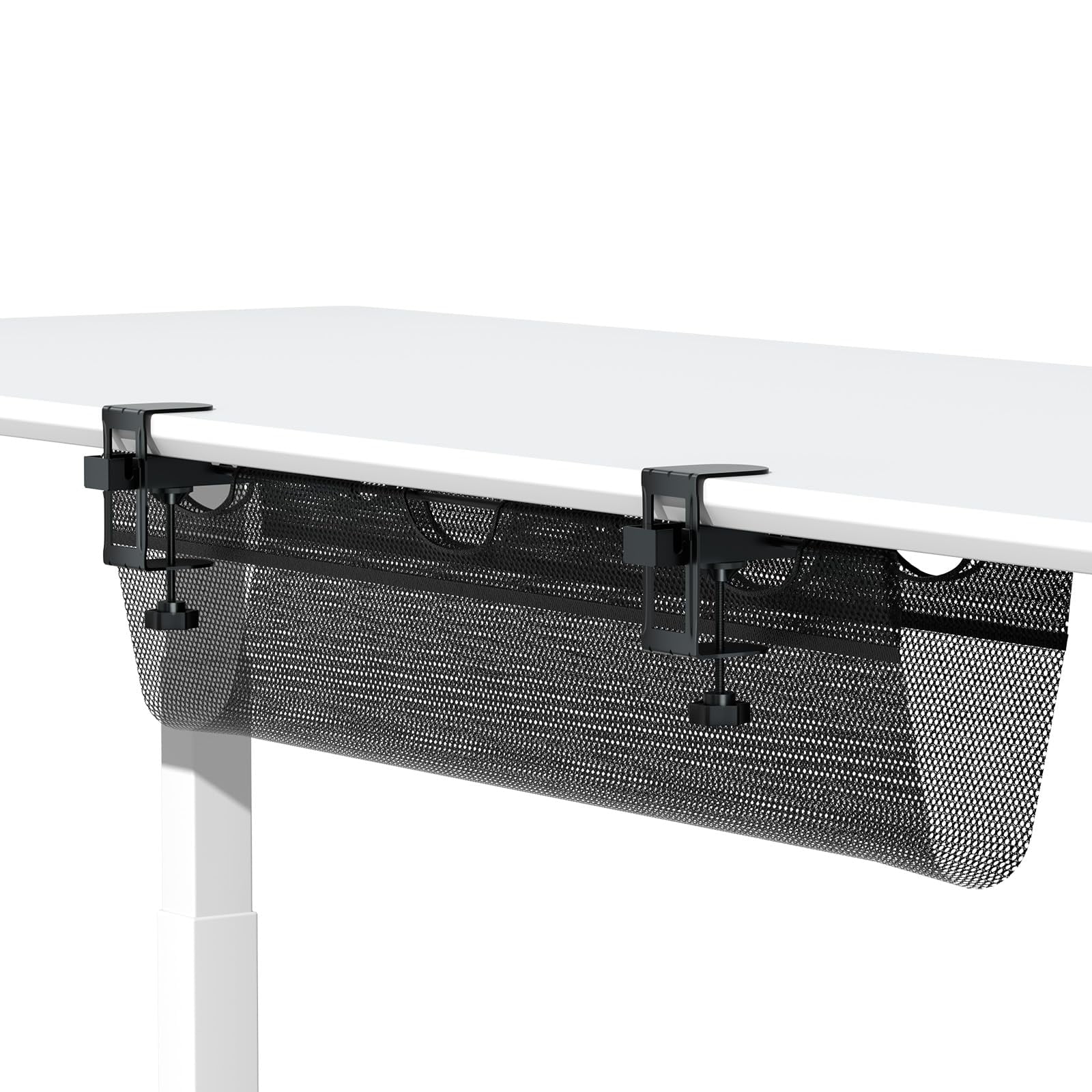 Black 36" Clamp-On Under Desk Mesh Cable Management Net