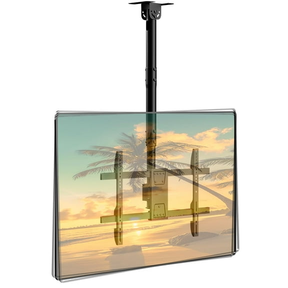 PUTORSEN Ceiling TV Mount Adjustable Hanging Ceiling TV Bracket Fits Most 43-86 inch LCD LED OLED 4K TVs,Pole Ceiling Mount Supports up to 132lbs, Max VESA 600x400mm,Black