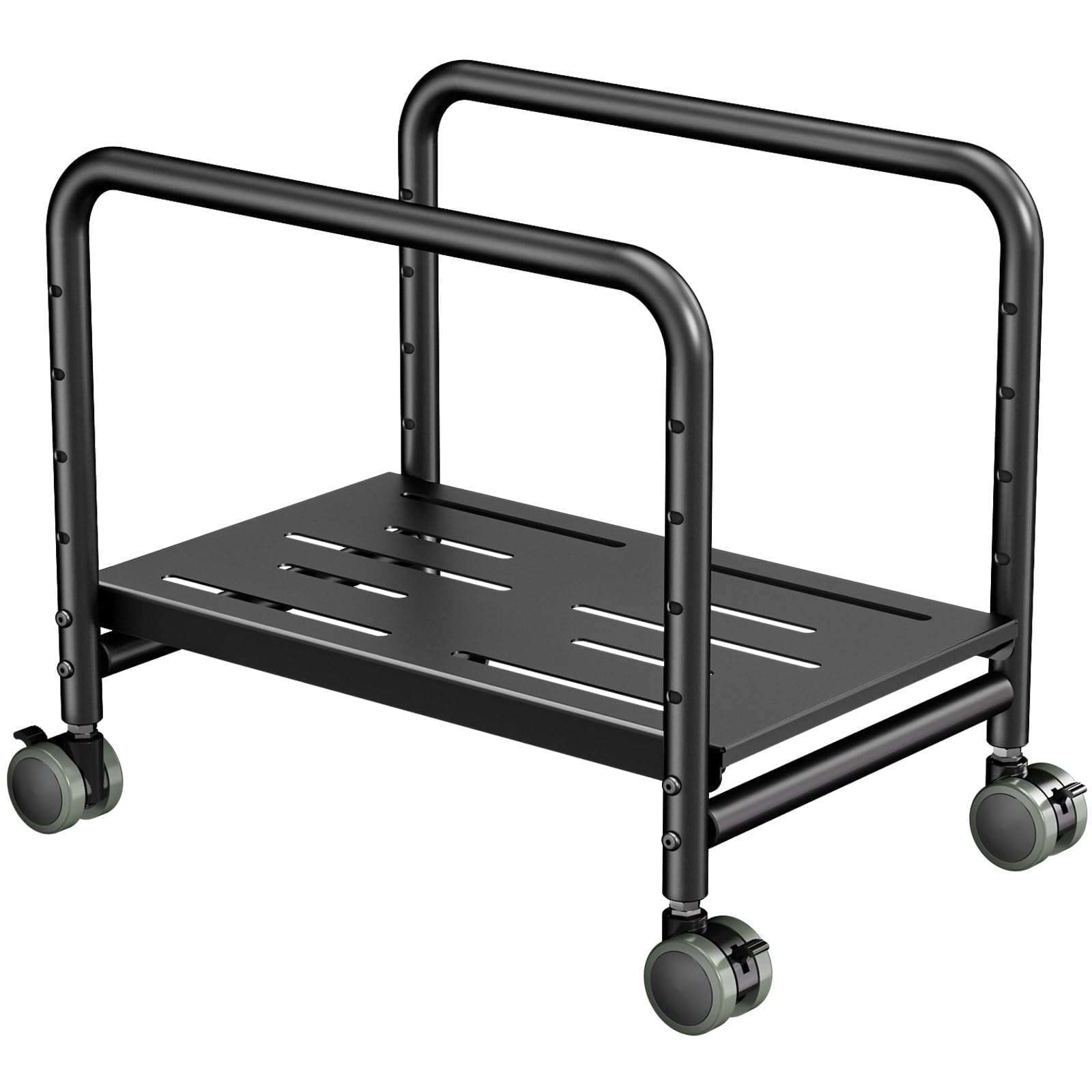 PUTORSEN Computer Tower Stand Under Desk - Height Adjustable PC Stand for Most Mid-Tower, Max Load 66 lbs, Black