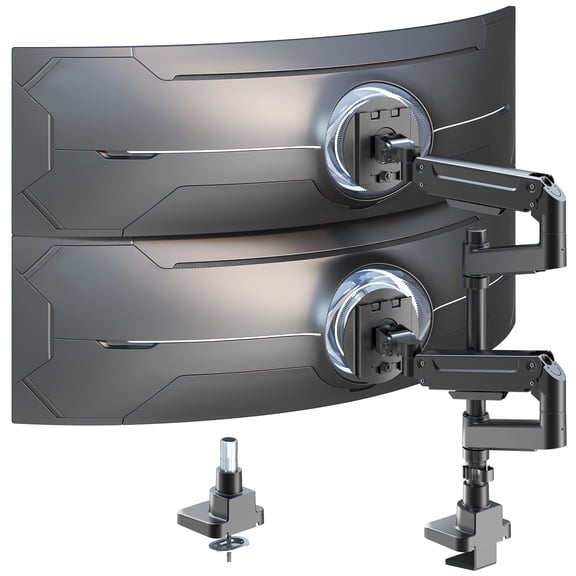 PUTORSEN Dual Monitor Arm for 17-49" Screens, Dual Vertical Stack, up to 44 lbs, Gas Spring, VESA 75/100 mm