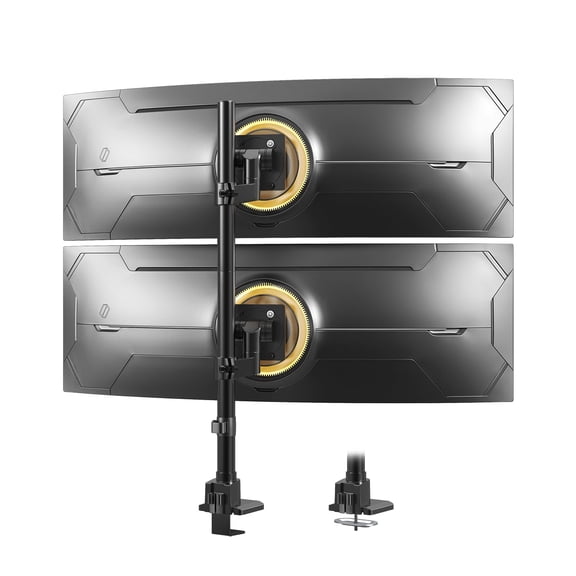 PUTORSEN Dual Monitor-Arm Ultrawide Heavy Duty - 24-57 inch Vertical Dual Monitor Mount, Adjustable Stacked Double Monitor Desk Mount Stand, Max Load 59.4 lbs (per Screen), VESA 75 100 mm, Black