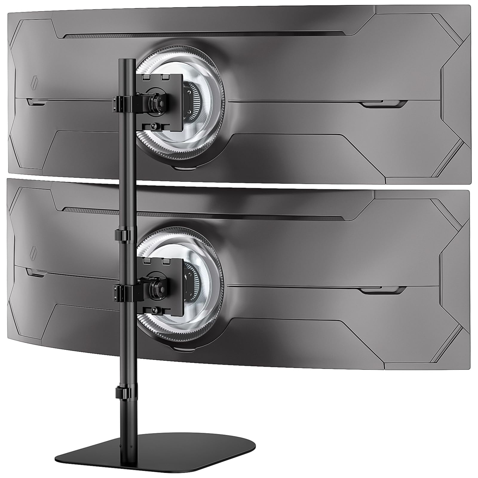 PUTORSEN Dual Stacked Monitor Stand - 17-49 inch Freestanding Vertical Dual Ultrawide Monitor Mount, Adjustable Heavy Duty Desk Stand, Max Load 44 lbs (per Screen)
