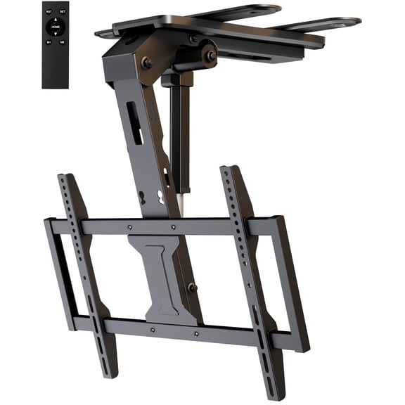 PUTORSEN TV Ceiling Mount for 37-75" TVs, Motorized Flip Down, Remote Control, Black