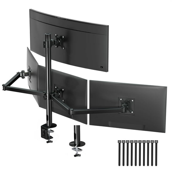 PUTORSEN Premium Quad Monitor Mount Holds up to 32 inch Screens, Fully Adjustable Heavy Duty 4 Monitor Mount, 4 Monitor Arm Desk Mount, Max Load 22lbs per Screen, Clamp/Grommet, VESA 75/100mm, Black
